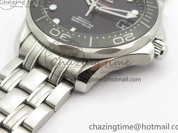0823 Flexible Seamaster 300M SS OMF 1:1 Best Edition Black Dial Matt Black Ceramic Bezel On SS Bracelet A 8147